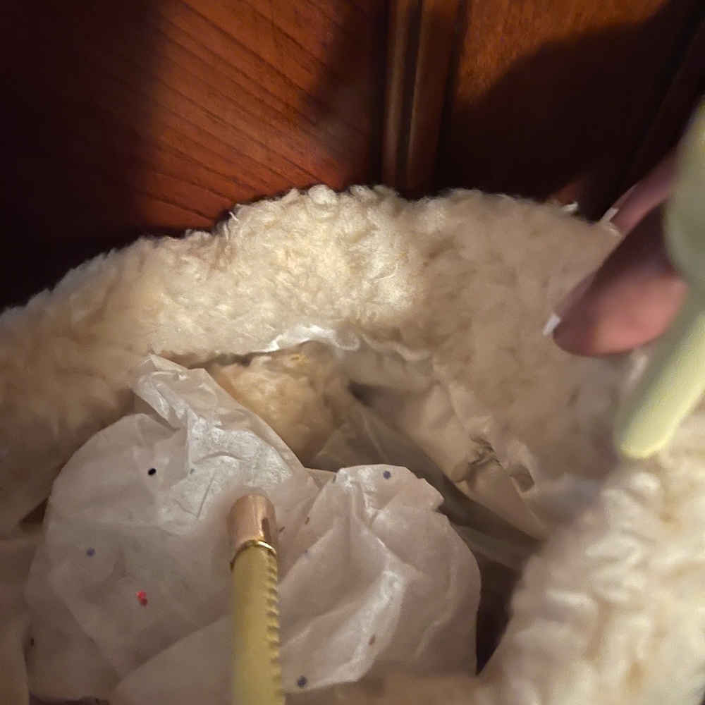 Cream fringe sherpa bag